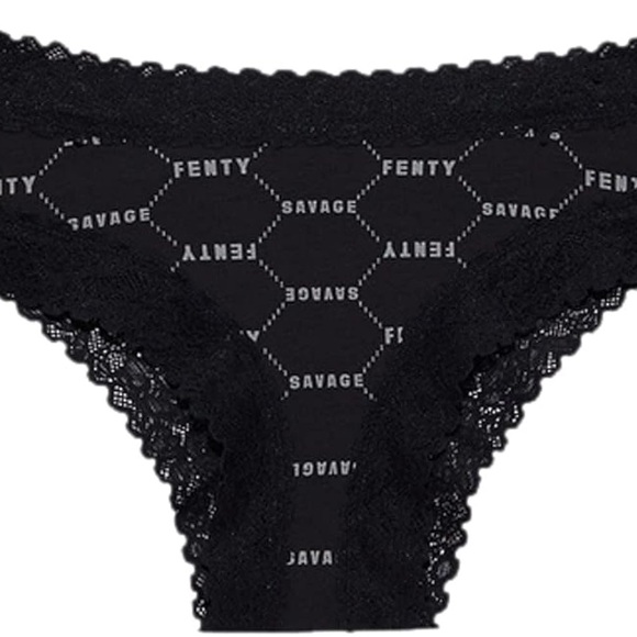 SavageXFenty 3X Panties Cotton Essentials Lace-Trim Cheeky black caviar NWT - Picture 6 of 8
